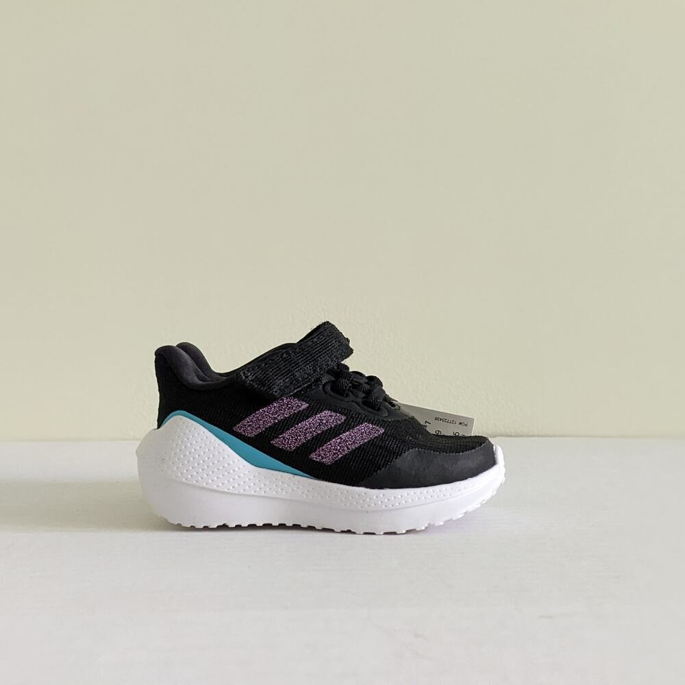 NIB Adidas EQ21 Size 4K Run Sparkle Running Sneaker Shoes Black H01879